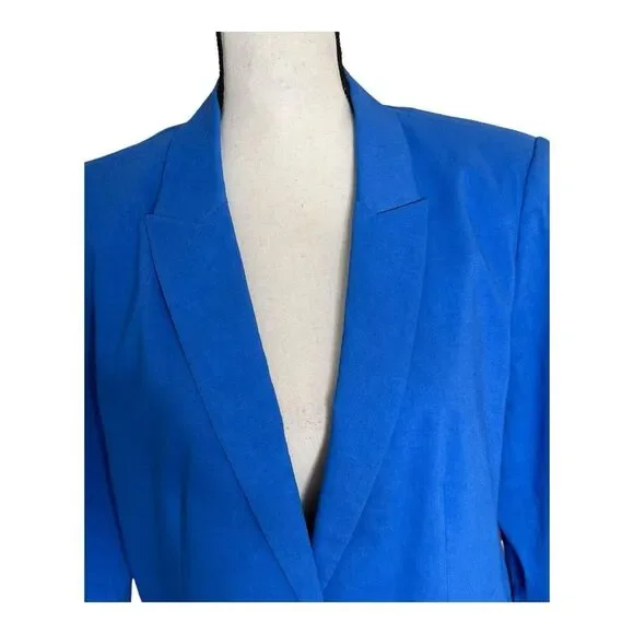 Kobi Halperin Jacket Womens Linen Blend One ButtonBlue Blazer Tencel Size Large - Picture 3 of 16